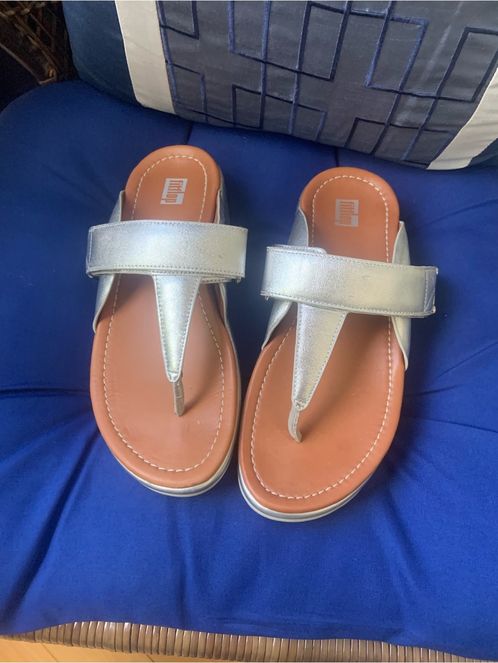 Fit Flop Silver Thong Sandals by